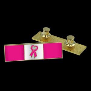 Breast Cancer Pink Ribbon Commendation Bar Pin